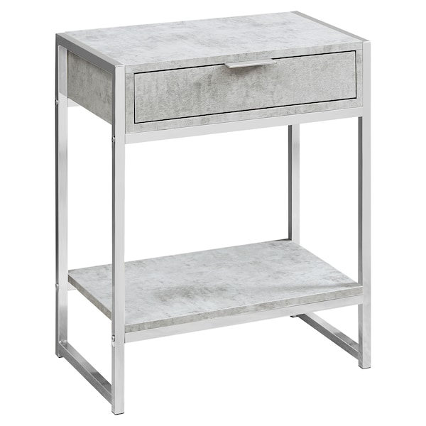 Accent Table - 24"H / Grey Cement / Chrome Metal